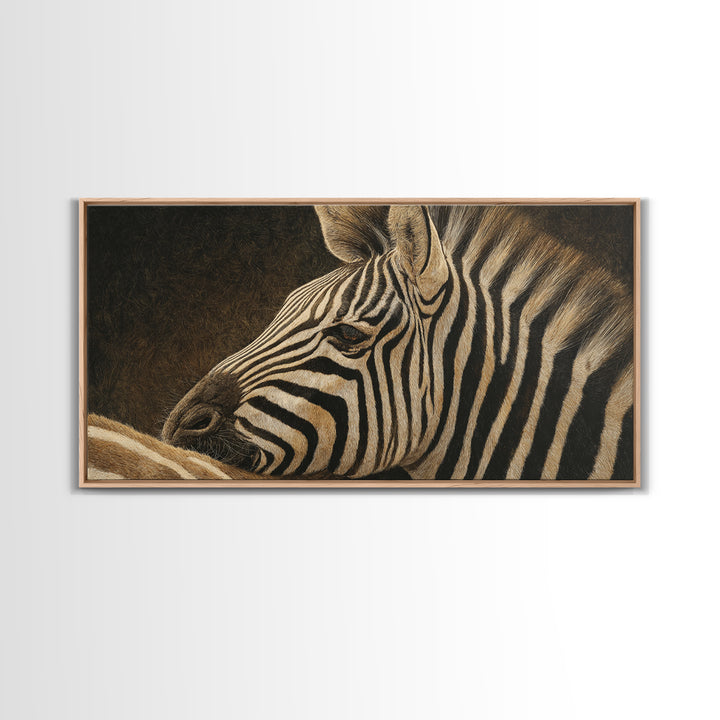 Zebra Stripe Closeup as Graphic Abstraction Canvas Print, Black and White Art, Wood Wall Art, Living Room Decor, Monochrome, BAW-2x1-76