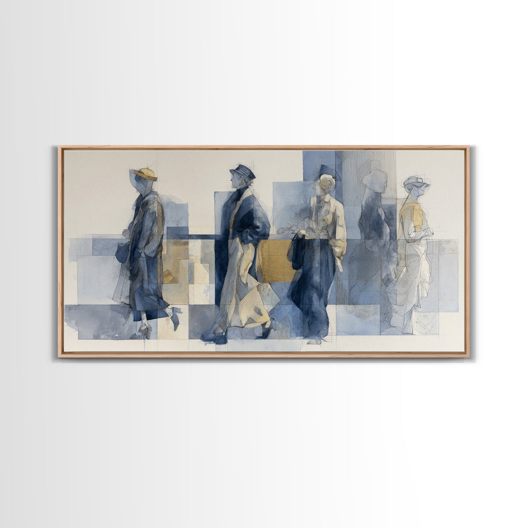 Classic Nude Figure Sketch Canvas Print, Black and White Art, Original Art, Living Room Decor, Oil Painting, Monochrome, BAW-2x1-77