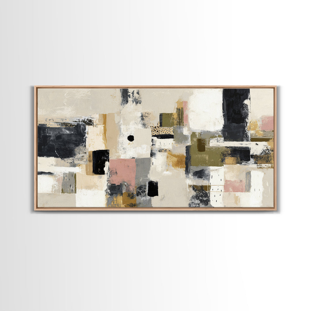Abstract Marble Texture Framed Canvas Print, Black and White Art, Wall Decor, Living Room Decor, Fine Art, Monochrome, BAW-2x1-83