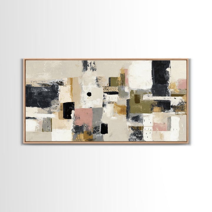 Abstract Marble Texture Framed Canvas Print, Black and White Art, Wall Decor, Living Room Decor, Fine Art, Monochrome, BAW-2x1-83