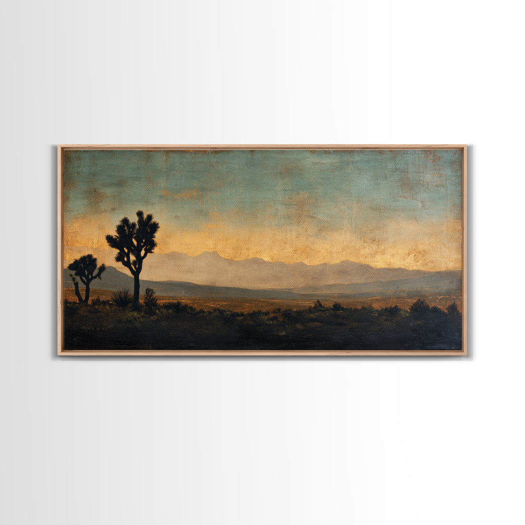 Monochrome Desert Cactus Silhouette Canvas Print, Black and White Art, Apartment Decor, Living Room Decor, Oil Painting, BAW-2x1-89