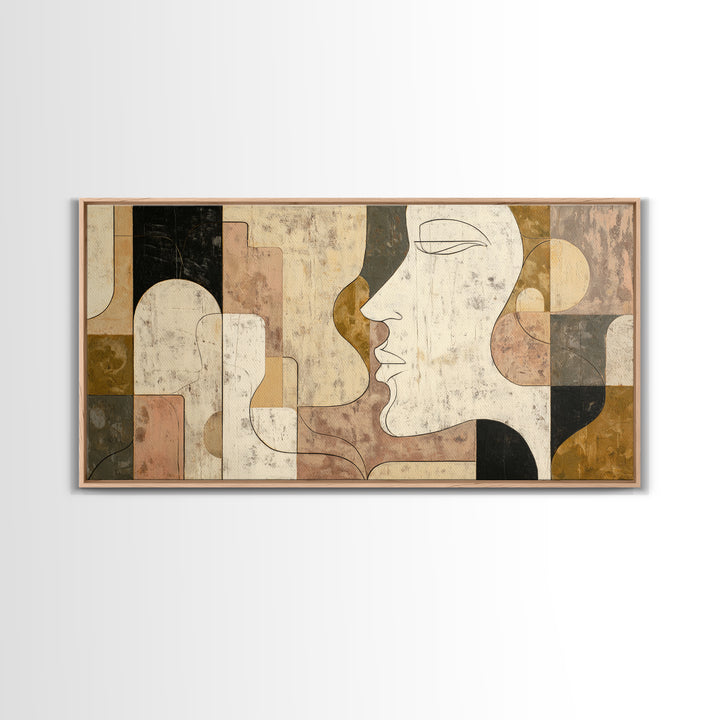 Monochrome Female Profile Canvas Print, Black and White Art, Printable Art, Living Room Decor, Abstract Art, Monochrome, BAW-2x1-93