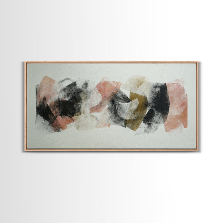 Abstract Charcoal Gestures on White Paper Canvas Print, Black and White Art, Modern Wall Art, Living Room Decor, Monochrome, BAW-2x1-96