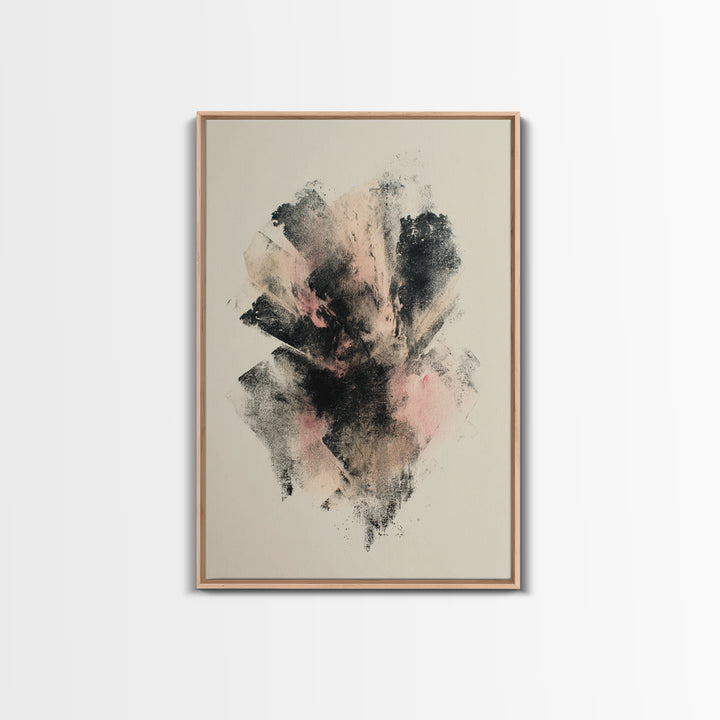 Abstract Charcoal Gestures on White Paper Framed Canvas Print, Black and White Art, Art Prints, Living Room Decor, Monochrome, BAW-2x3-12
