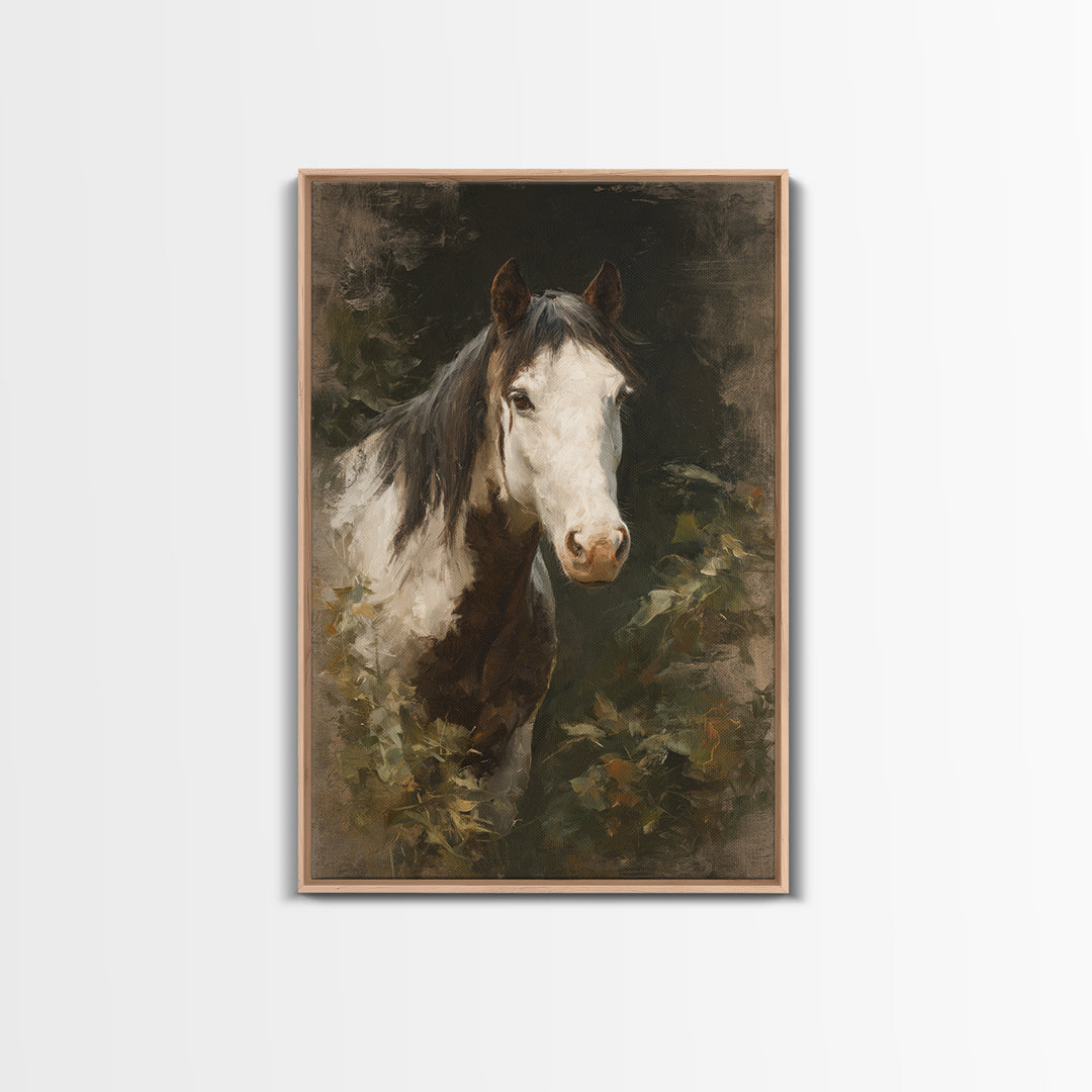 Black and White Wild Horse Portrait Canvas Print, Black and White Art, Printable Wall Art, Living Room Decor, Monochrome, BAW-2x3-13