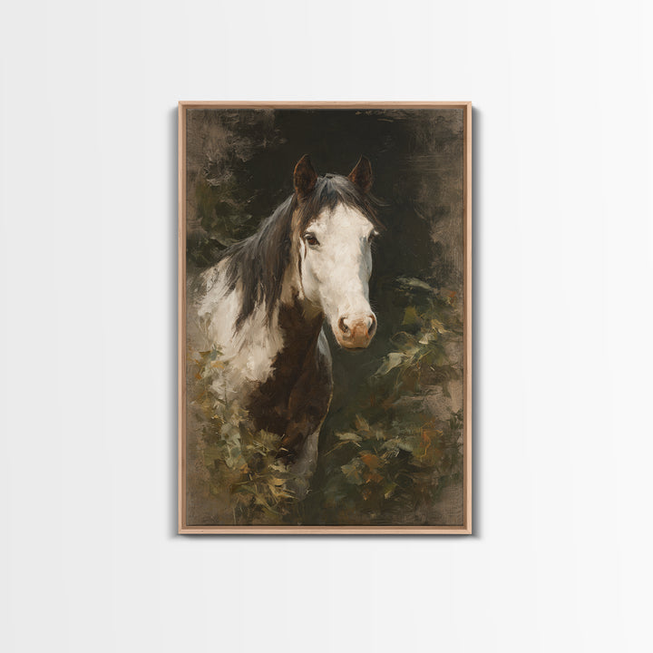 Black and White Wild Horse Portrait Canvas Print, Black and White Art, Printable Wall Art, Living Room Decor, Monochrome, BAW-2x3-13