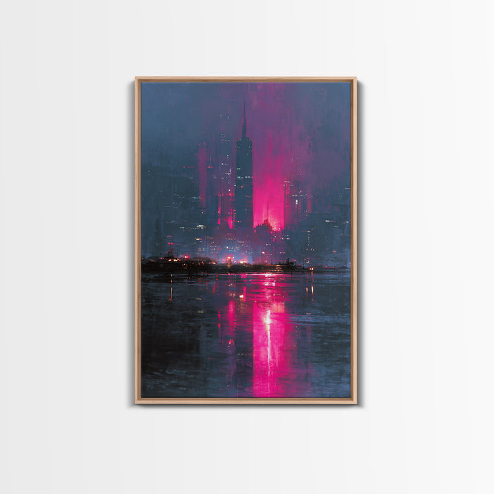 Monochrome City Skyline Reflected Canvas Print, Black and White Art, Contemporary Art, Living Room Decor, Monochrome, BAW-2x3-19