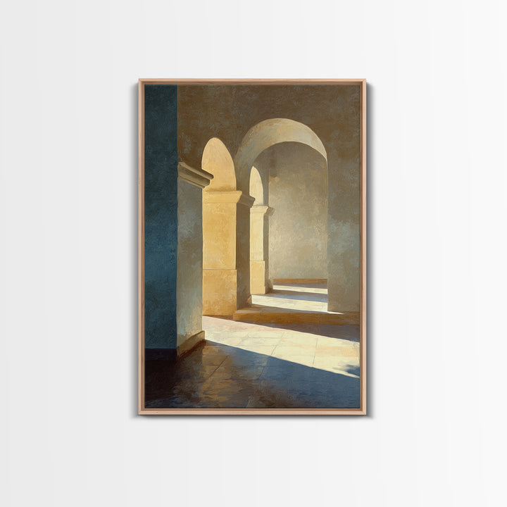 High Contrast Architectural Arches and Shadows Canvas Print, Black and White Art, Digital Art, Living Room Decor, Monochrome, BAW-2x3-35