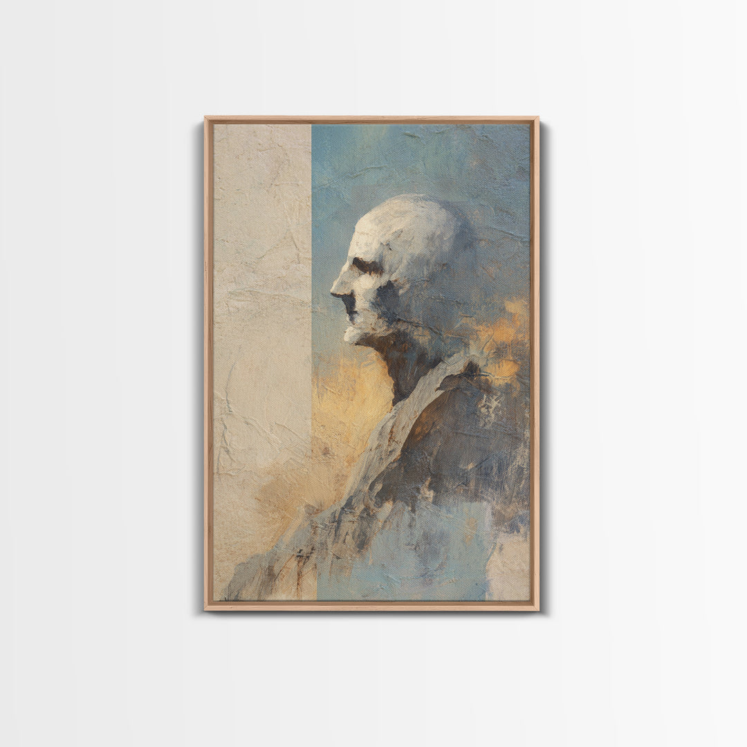 Classic Nude Figure Sketch Framed Canvas Print, Black and White Art, Mid Century Modern, Living Room Decor, Monochrome, BAW-2x3-41