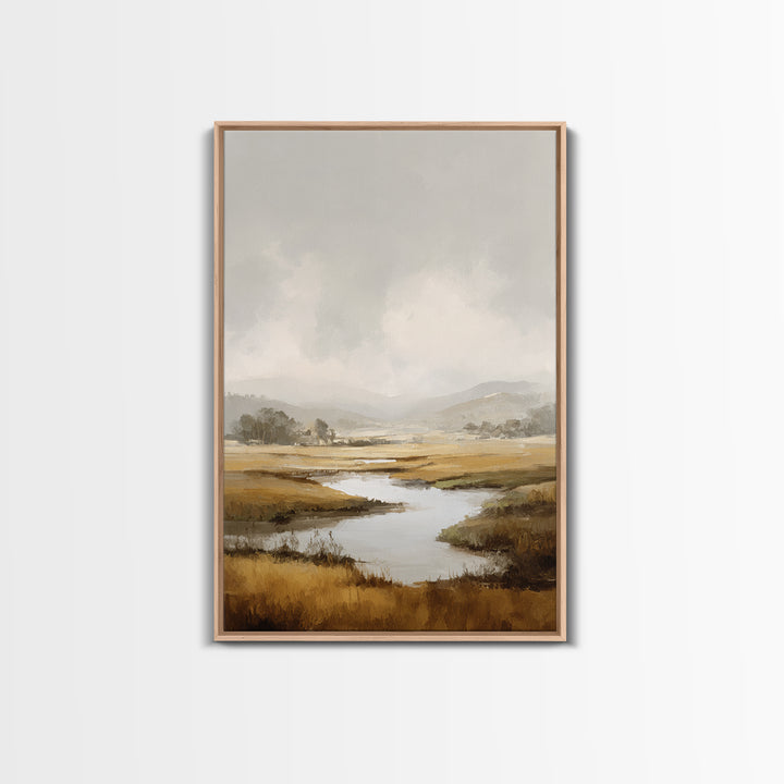 Misty Bridge Landscape Framed Canvas Print, Black and White Art, Art Prints, Living Room Decor, Fine Art, Monochrome, BAW-2x3-51