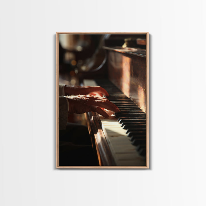 Piano Keys and Hands Canvas Print, Black and White Art, Digital Prints, Living Room Decor, Fine Art, Monochrome, Wood Wall Art, BAW-2x3-54