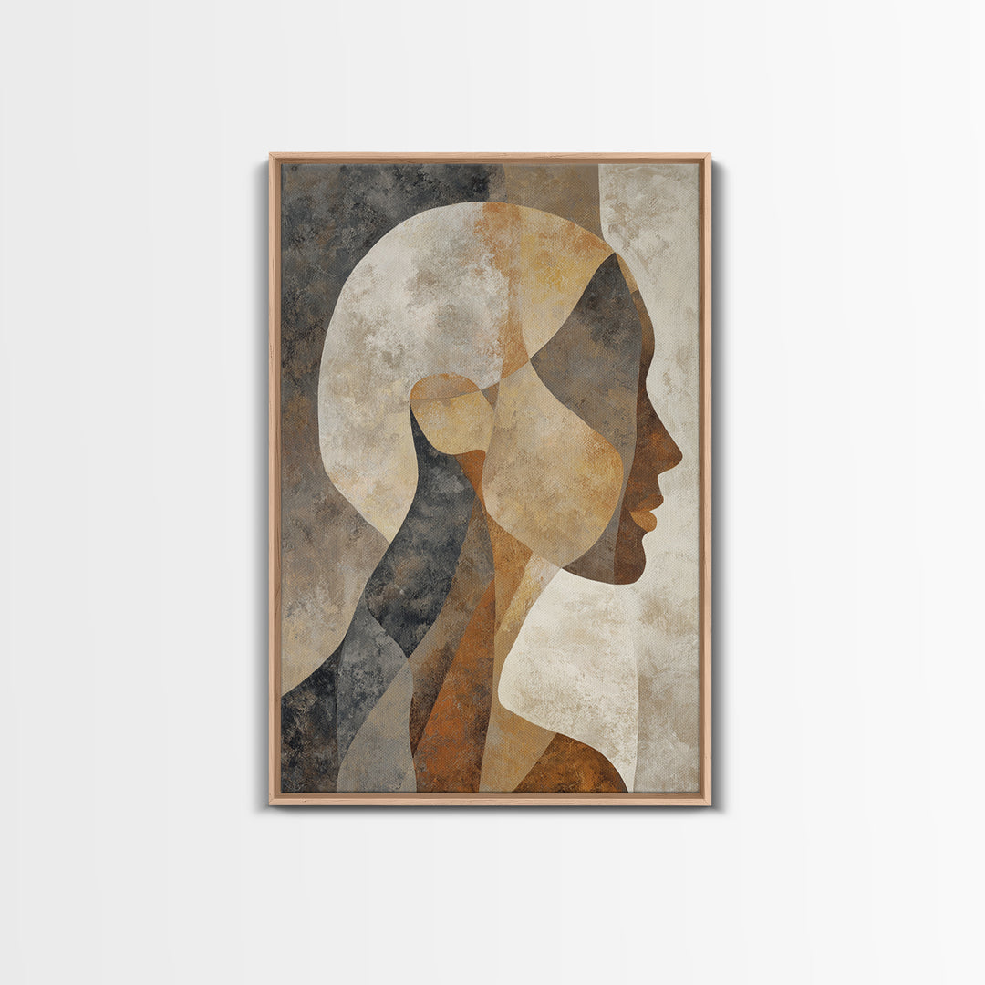 Monochrome Female Profile Canvas Print, Black and White Art, Modern Wall Art, Living Room Decor, Fine Art, Monochrome, BAW-2x3-57