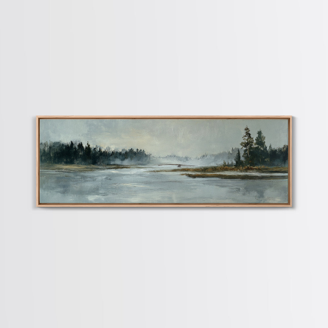 Misty Bridge Landscape Canvas Print, Black and White Art, Photo Prints, Living Room Decor, Watercolor Art, Monochrome, BAW-3x1-11