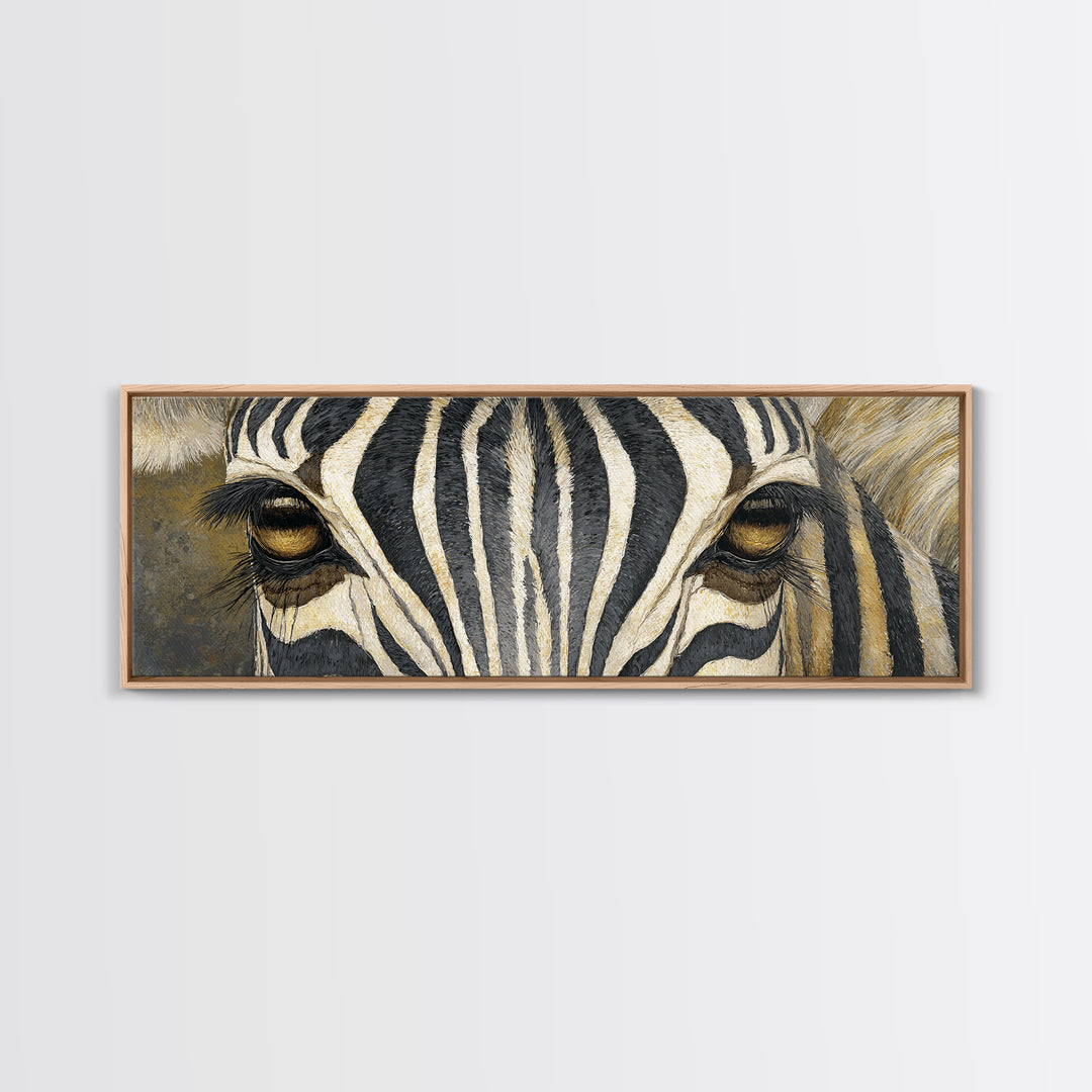 Zebra Stripe Closeup as Graphic Abstraction Canvas Print, Black and White Art, Textured Painting, Living Room Decor, Monochrome, BAW-3x1-48