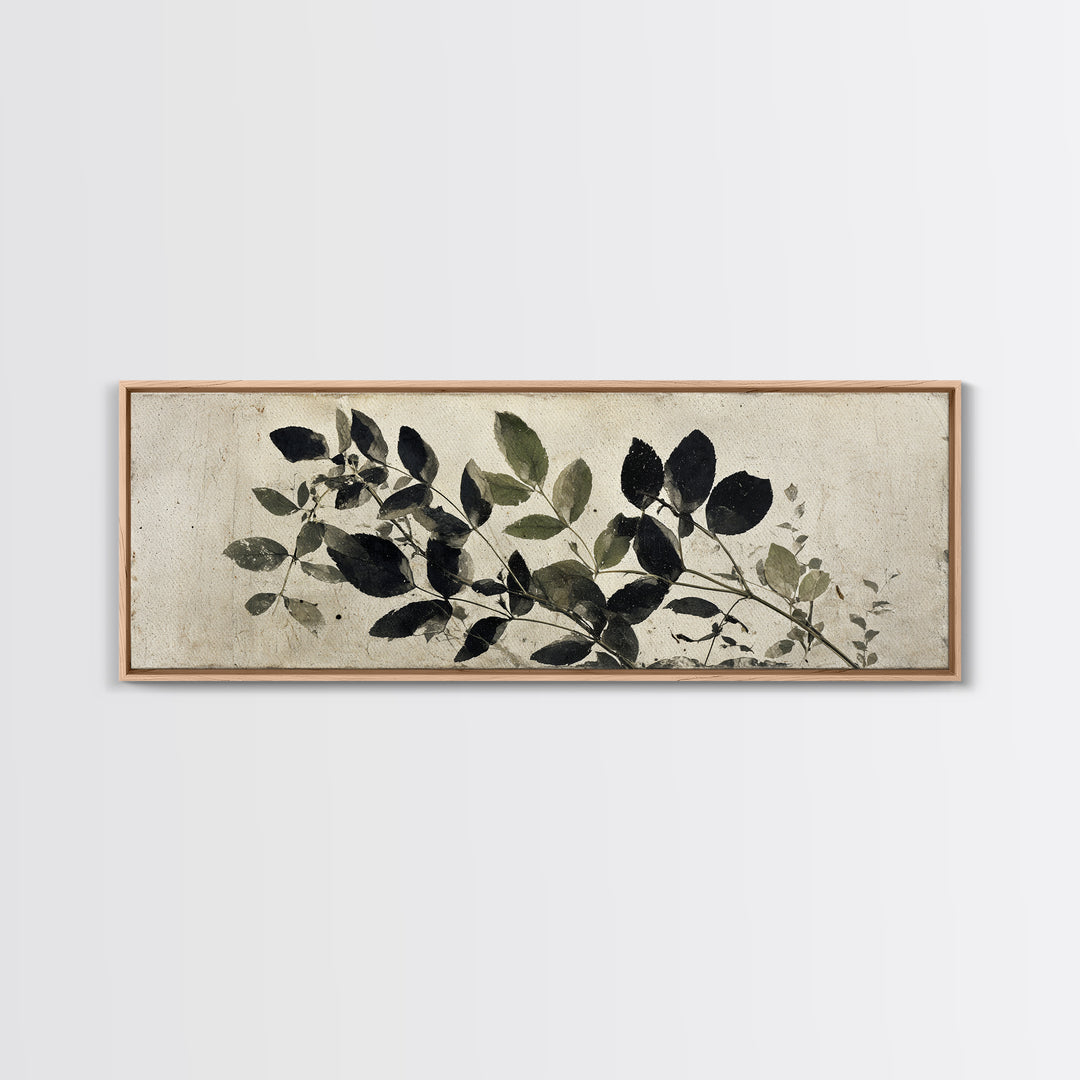 Black and White Botanical Specimen Plate Canvas Print, Black and White Art, Contemporary Art, Living Room Decor, Monochrome, BAW-3x1-63