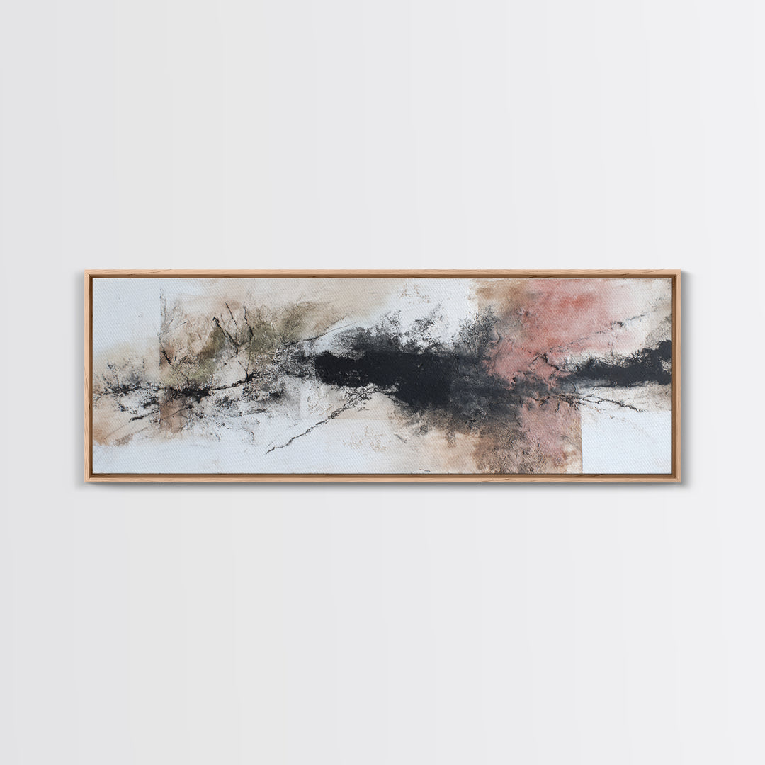Abstract Charcoal Gestures on White Paper Canvas Print, Black and White Art, Home Decor, Living Room Decor, Monochrome, BAW-3x1-68