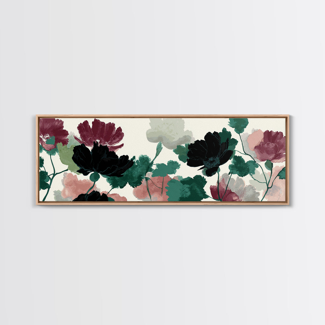 Minimal Botanical Branch Canvas Print, Black and White Art, Wall Art, Living Room Decor, Watercolor Art, Monochrome, BAW-3x1-70