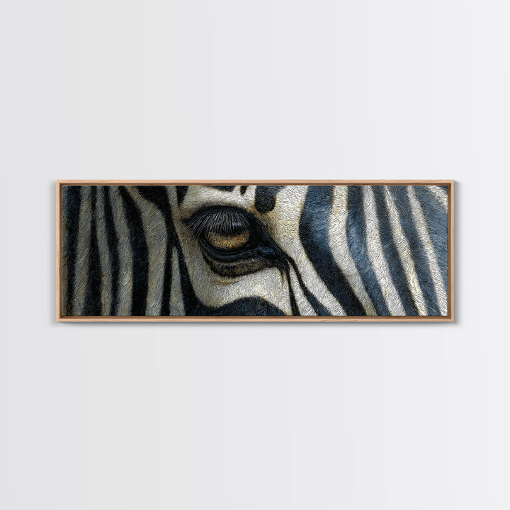 Zebra Stripe Closeup as Graphic Abstraction Canvas Print, Black and White Art, Textured Painting, Living Room Decor, Monochrome, BAW-3x1-96
