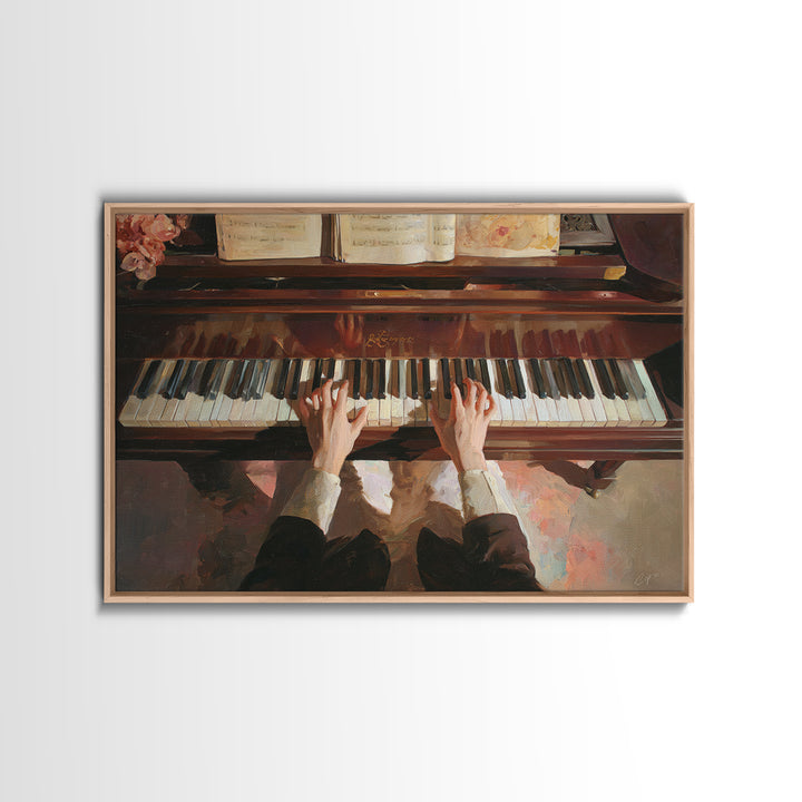 Piano Keys and Hands Canvas Print, Black and White Art, Abstract Art, Living Room Decor, Watercolor Art, Monochrome, BAW-3x2-26