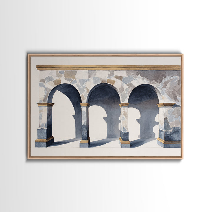 High Contrast Architectural Arches and Shadows Canvas Print, Black and White Art, Statement Artwork, Living Room Decor, BAW-3x2-31