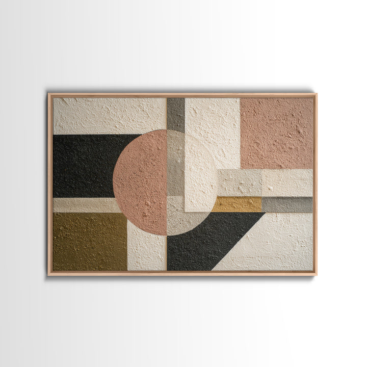 Geometric Bauhaus Grayscale Shapes Canvas Print, Black and White Art, Abstract Wall Art, Living Room Decor, Monochrome, BAW-3x2-46