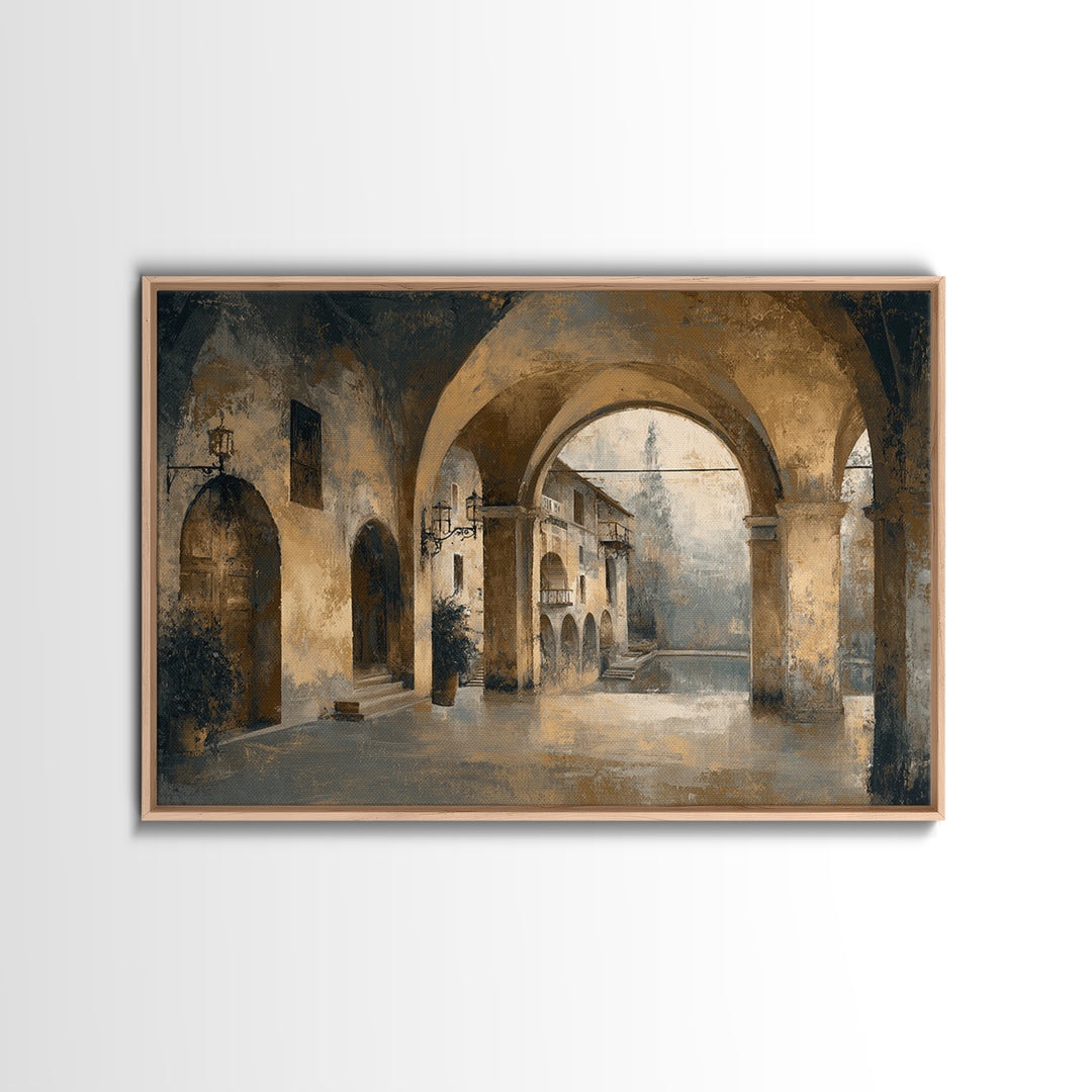 High Contrast Architectural Arches and Shadows Canvas Print, Black and White Art, Mid Century Modern, Living Room Decor, BAW-3x2-7
