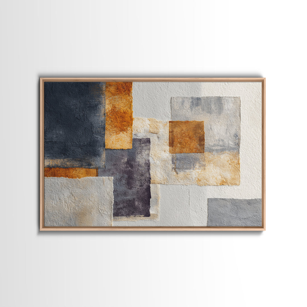 Geometric Bauhaus Grayscale Shapes Canvas Print, Black and White Art, Abstract Wall Art, Living Room Decor, Monochrome, BAW-3x2-70