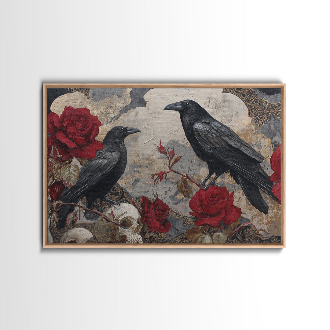 Ink Splatter Raven Composition Canvas Print, Black and White Art, Contemporary Art, Living Room Decor, Fine Art, Monochrome, BAW-3x2-72