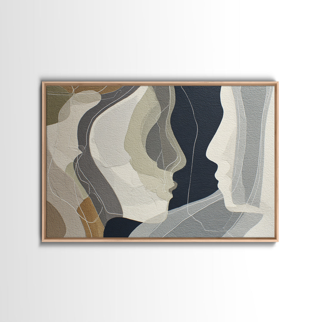 Monochrome Female Profile Framed Canvas Print, Black and White Art, Room Decor, Living Room Decor, Abstract Art, Monochrome, BAW-3x2-77