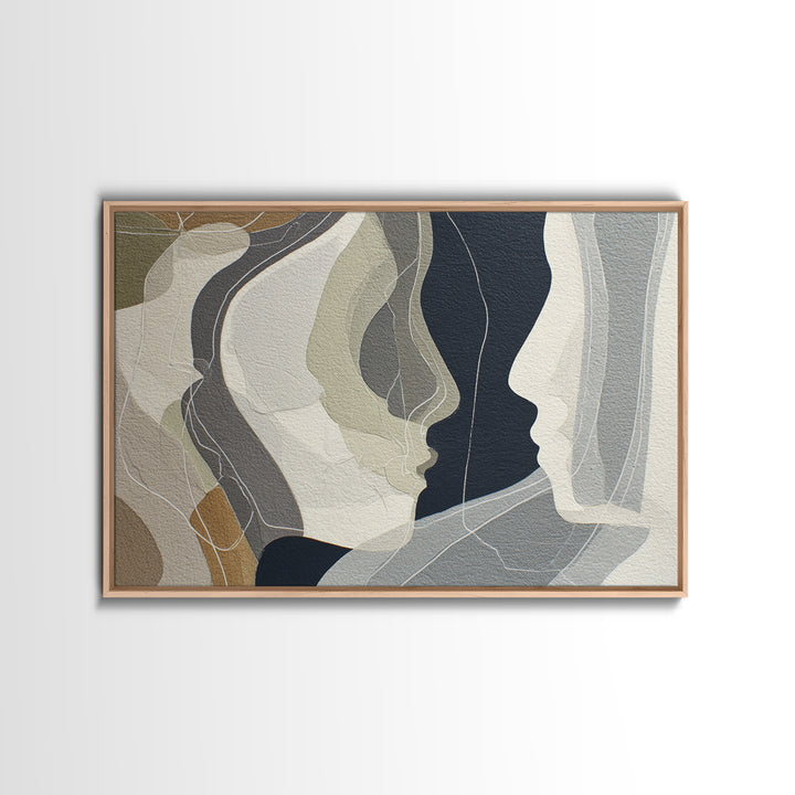 Monochrome Female Profile Framed Canvas Print, Black and White Art, Room Decor, Living Room Decor, Abstract Art, Monochrome, BAW-3x2-77