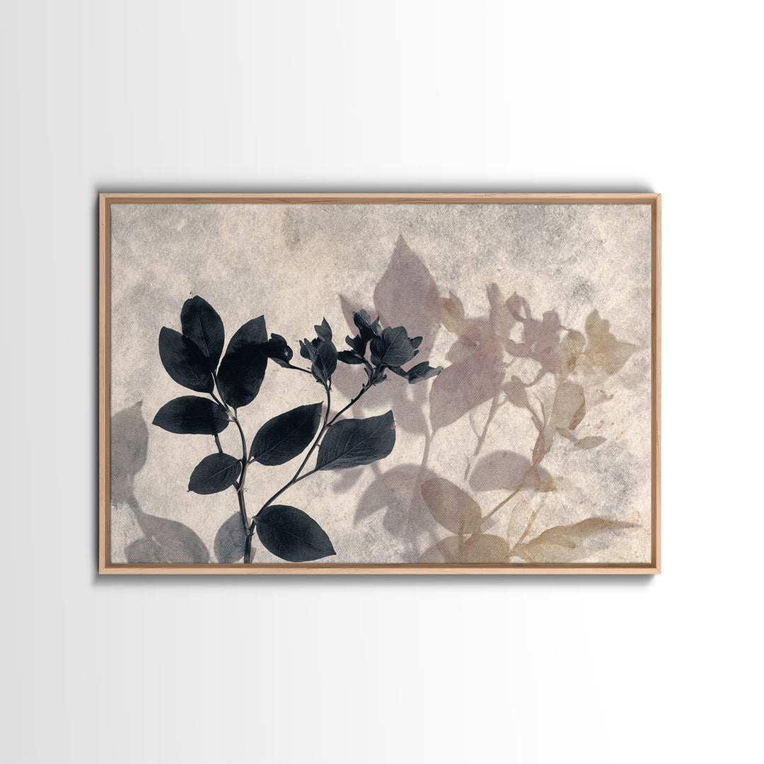 Black and White Botanical Specimen Plate Canvas Print, Black and White Art, Printable Wall Art, Living Room Decor, Monochrome, BAW-3x2-99