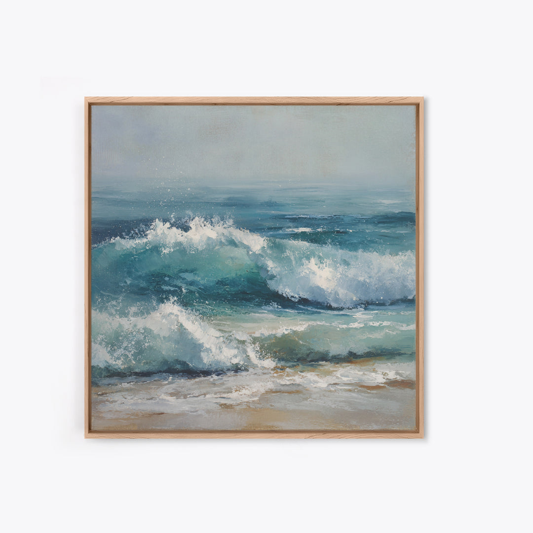 Stormy Ocean Wave Canvas Print, Beach Art, Textured Painting, Coastal Decor, Oil Painting, Shore, Digital Wall Art, BEA-1x1-81