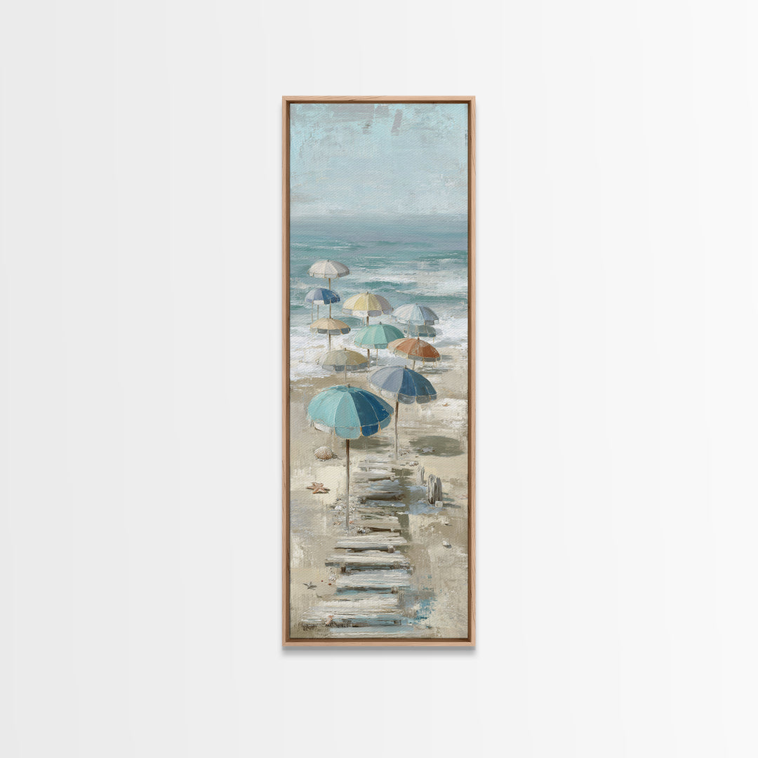 Beach Umbrella Pattern Canvas Print, Beach Art, Contemporary Art, Coastal Decor, Fine Art, Shore, Original Art, Abstract Art, BEA-1x3-44