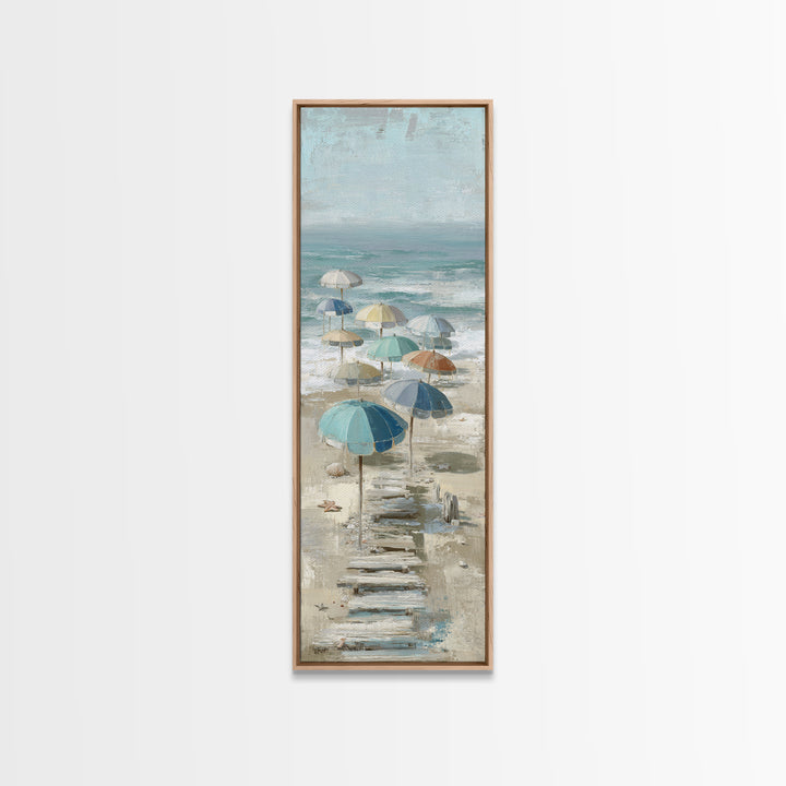 Beach Umbrella Pattern Canvas Print, Beach Art, Contemporary Art, Coastal Decor, Fine Art, Shore, Original Art, Abstract Art, BEA-1x3-44