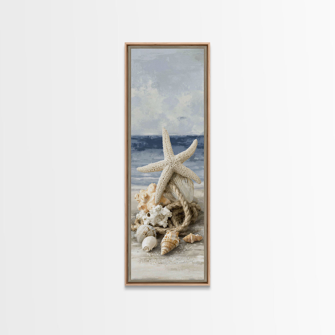 Sun Bleached Starfish and Shells Still Life Canvas Print, Beach Art, Art Prints, Coastal Decor, Fine Art, Shore, Wall Art Print, BEA-1x3-73
