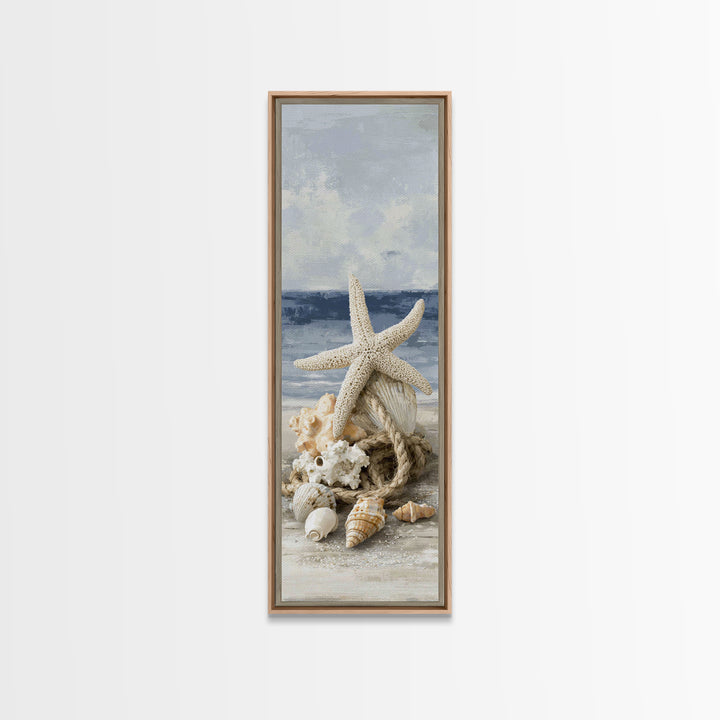 Sun Bleached Starfish and Shells Still Life Canvas Print, Beach Art, Art Prints, Coastal Decor, Fine Art, Shore, Wall Art Print, BEA-1x3-73