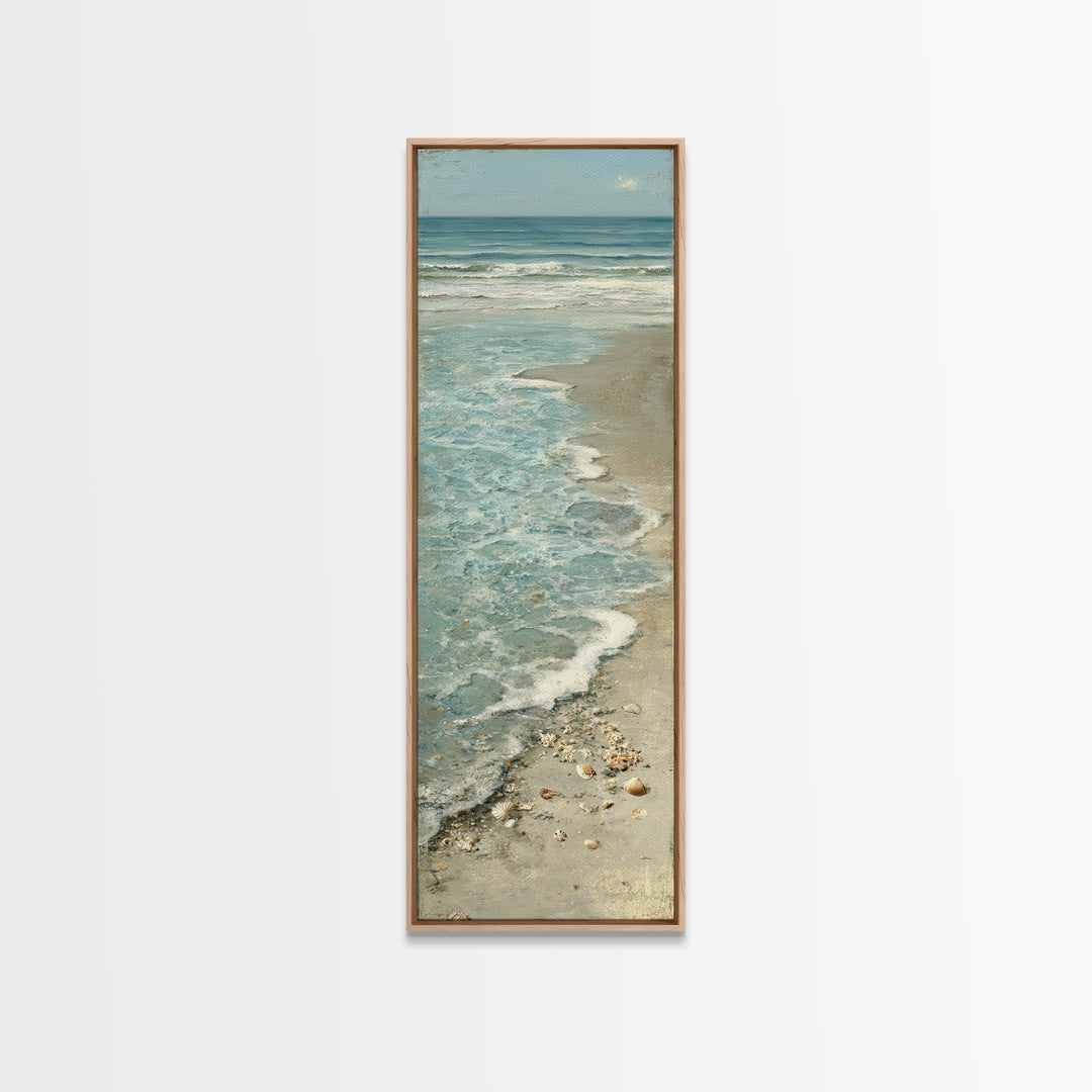 Mediterranean Cove with Clear Water Framed Canvas Print, Beach Art, Statement Artwork, Coastal Decor, Fine Art, Shore, BEA-1x3-8