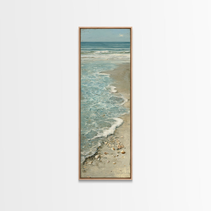 Mediterranean Cove with Clear Water Framed Canvas Print, Beach Art, Statement Artwork, Coastal Decor, Fine Art, Shore, BEA-1x3-8