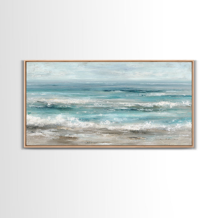 Mediterranean Cove with Clear Water Framed Canvas Print, Beach Art, Home Decor, Coastal Decor, Fine Art, Shore, Printable Art, BEA-2x1-40
