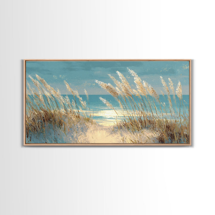 Sea Oats Swaying Canvas Print, Beach Art, Printable Wall Art, Coastal Decor, Shore, Living Room Wall Art, Nautical Decor, BEA-2x1-49