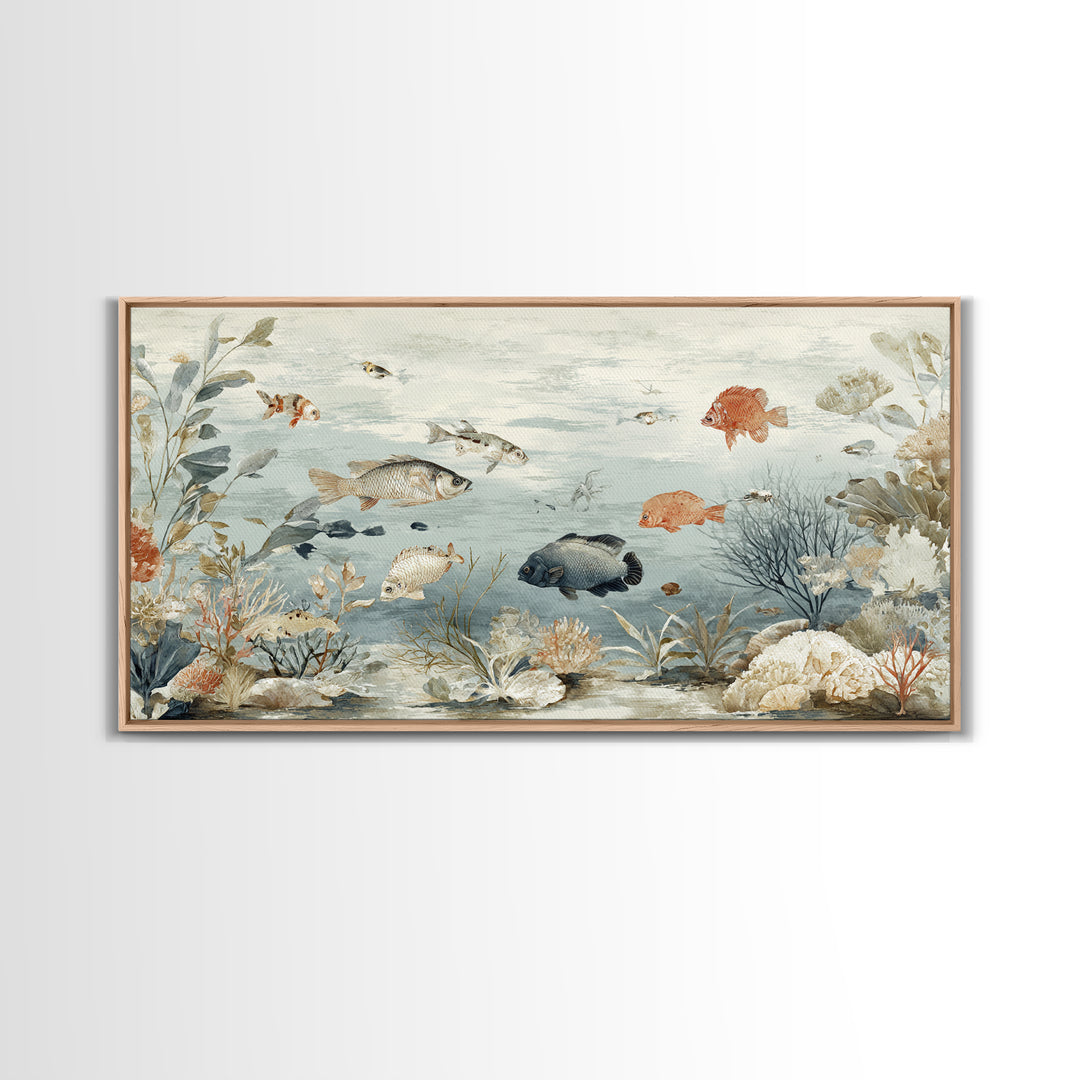 Coral Reef Fish Canvas Print, Beach Art, Contemporary Art, Coastal Decor, Fine Art, Shore, Original Art, Abstract Art, BEA-2x1-54