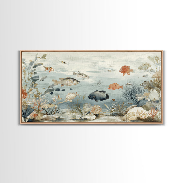 Coral Reef Fish Canvas Print, Beach Art, Contemporary Art, Coastal Decor, Fine Art, Shore, Original Art, Abstract Art, BEA-2x1-54