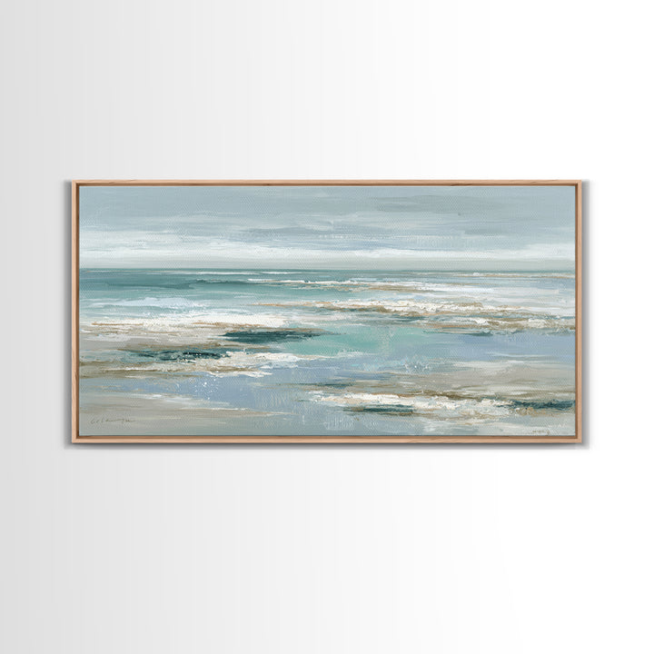 Seashell Collection Painted Like Natural Specimens Framed Canvas Print, Beach Art, Digital Wall Art, Coastal Decor, Shore, BEA-2x1-72