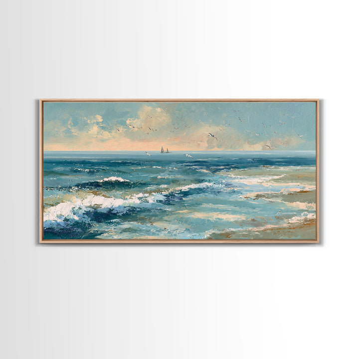 Aerial Turquoise Shoreline Canvas Print, Beach Art, Original Art, Coastal Decor, Fine Art, Shore, Beach Decor, Modern Art, BEA-2x1-93