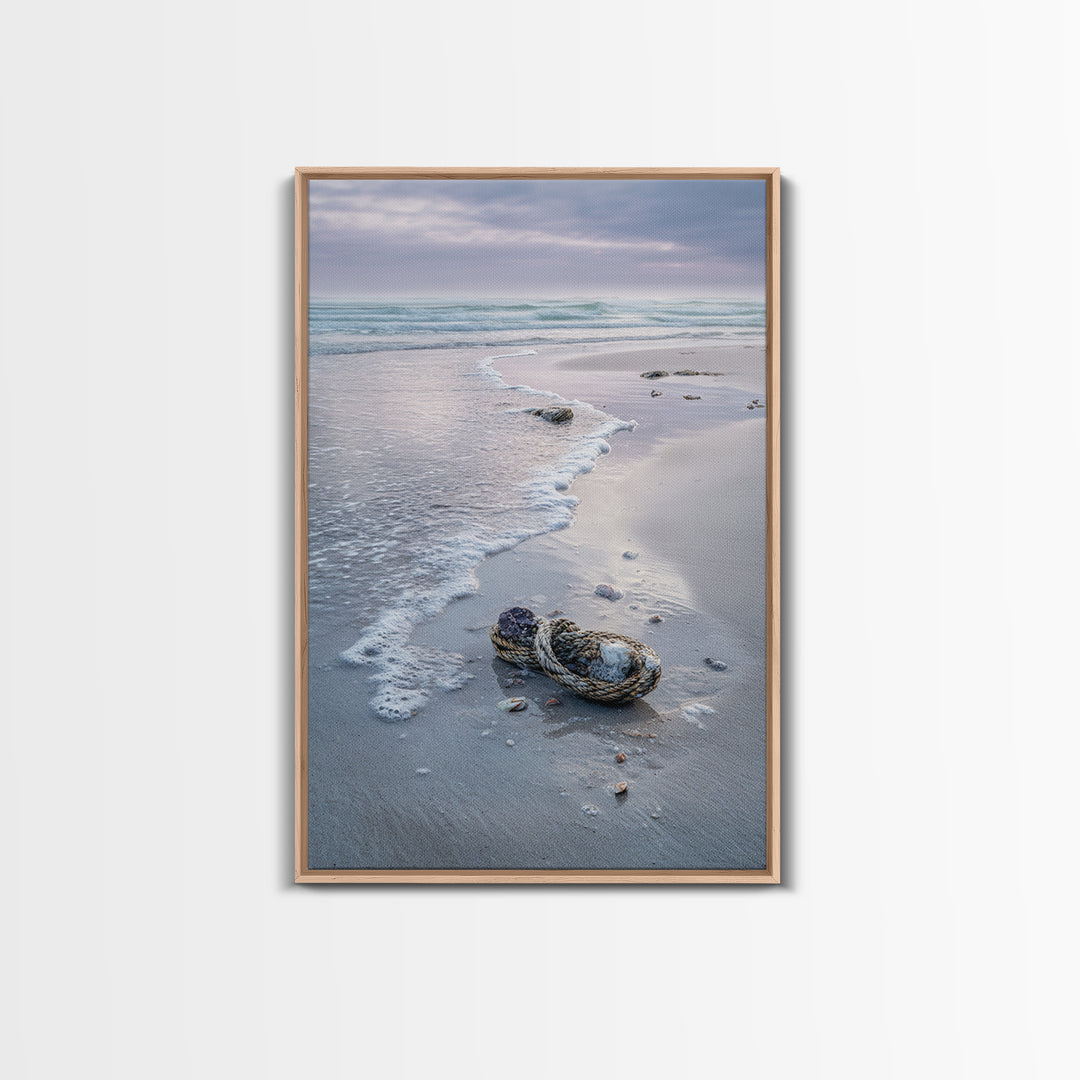 Pink Sunrise Reflected on Wet Sand Framed Canvas Print, Beach Art, Boho Decor, Coastal Decor, Abstract Art, Shore, Art Prints, BEA-2x3-26