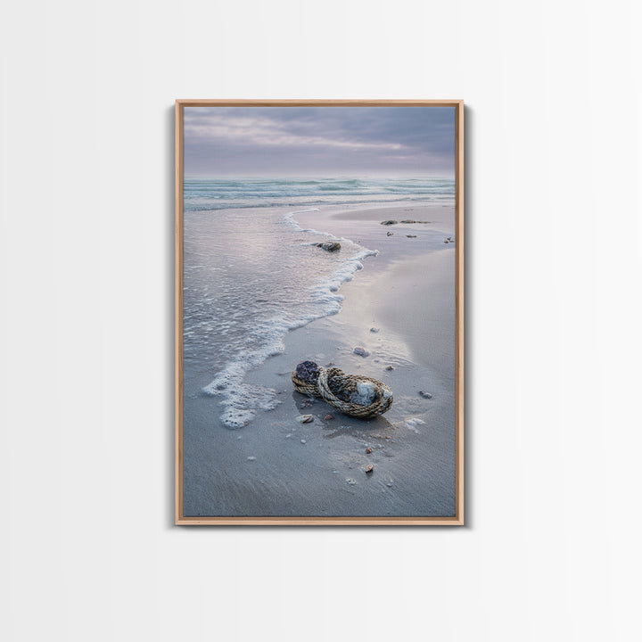 Pink Sunrise Reflected on Wet Sand Framed Canvas Print, Beach Art, Boho Decor, Coastal Decor, Abstract Art, Shore, Art Prints, BEA-2x3-26