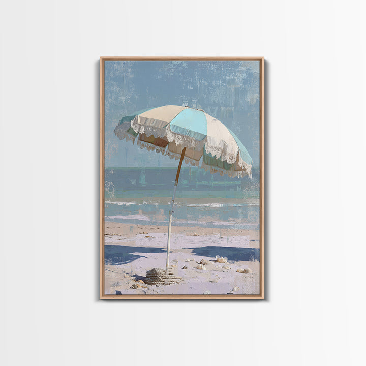 Beach Umbrella Pattern Framed Canvas Print, Beach Art, Printable Wall Art, Coastal Decor, Fine Art, Shore, Living Room Wall Art, BEA-2x3-88