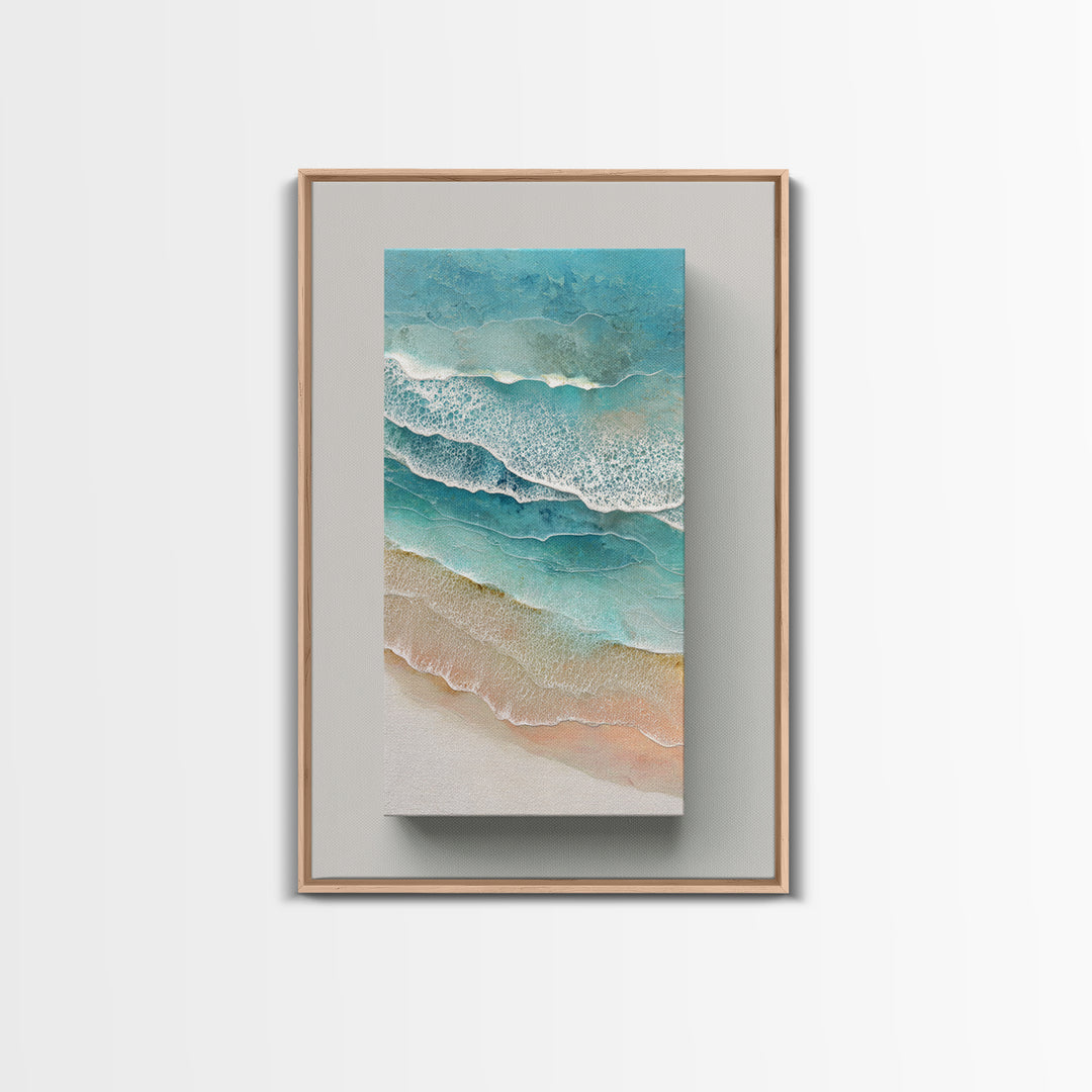 Aerial Turquoise Shoreline Canvas Print, Beach Art, Art, Coastal Decor, Fine Art, Shore, Abstract Wall Art, Whimsical Decor, BEA-2x3-9
