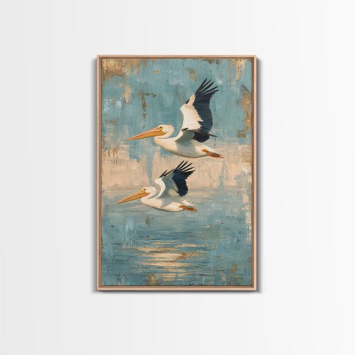 Pelicans Flying Low Canvas Print, Beach Art, Abstract Art, Coastal Decor, Fine Art, Shore, Modern Art, Beach Wall Art, BEA-2x3-99