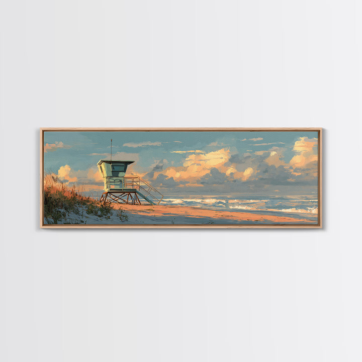 Quiet Lifeguard Tower at Golden Hour Canvas Print, Beach Art, Art, Coastal Decor, Fine Art, Shore, Abstract Wall Art, BEA-3x1-43